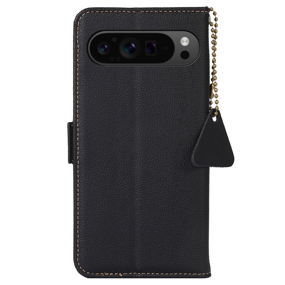 TJ For Google Pixel 9 Pro RFID Blocking Case Genuine Cow Leather Flip Phone Cover TJ For Google Pixel 9 Pro RFID Blocking Case Genuine Cow Leather Flip Phone Cover